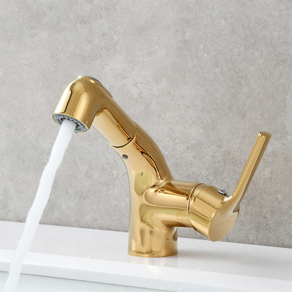 Simple Pull-out Single Hole Bathroom Faucet