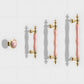 Colorful Ceramic Cabinet Pulls and Knobs with Gold-Tone Trim