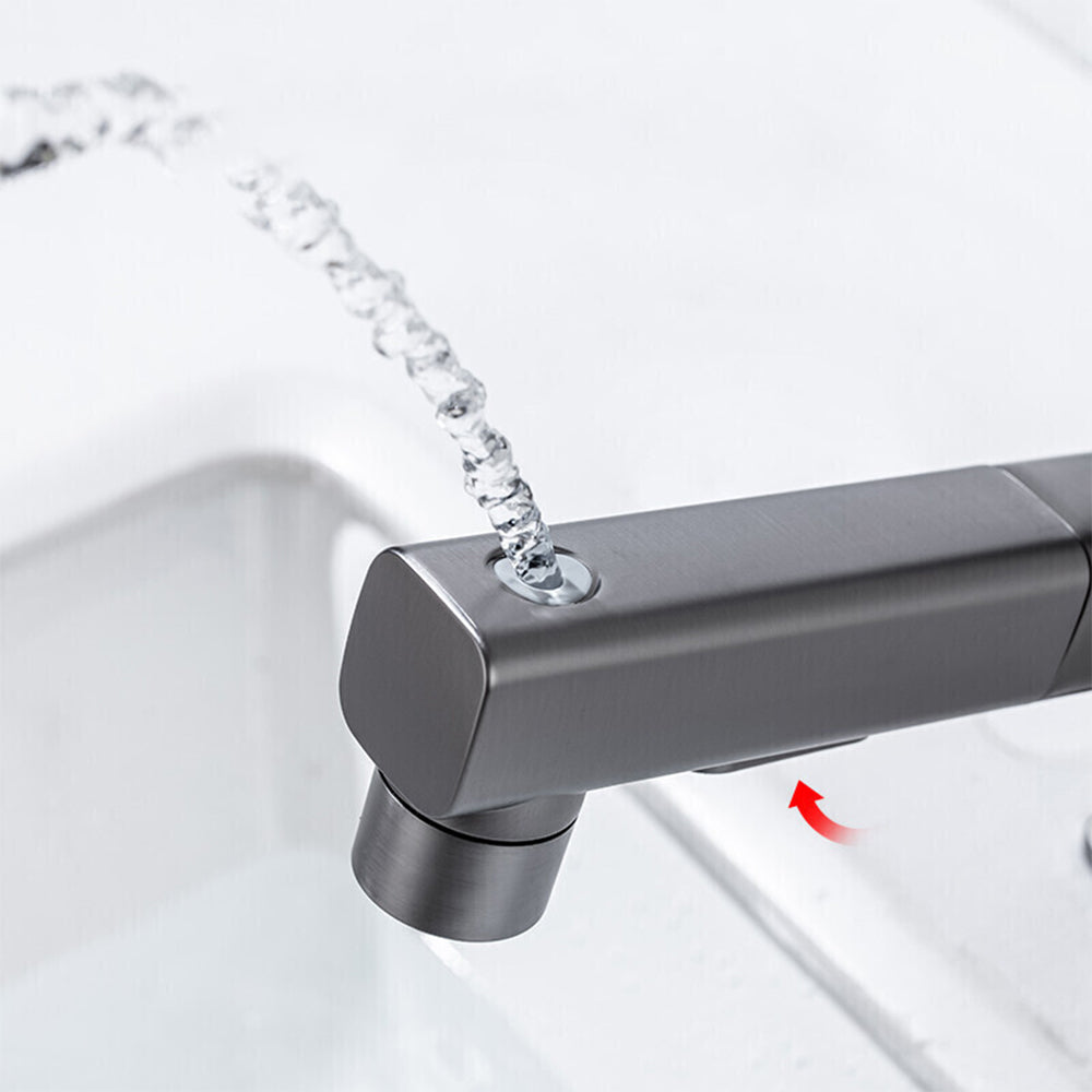 Tavik Modern Square Dual-Mode Pull-Out Bathroom Sink Faucet