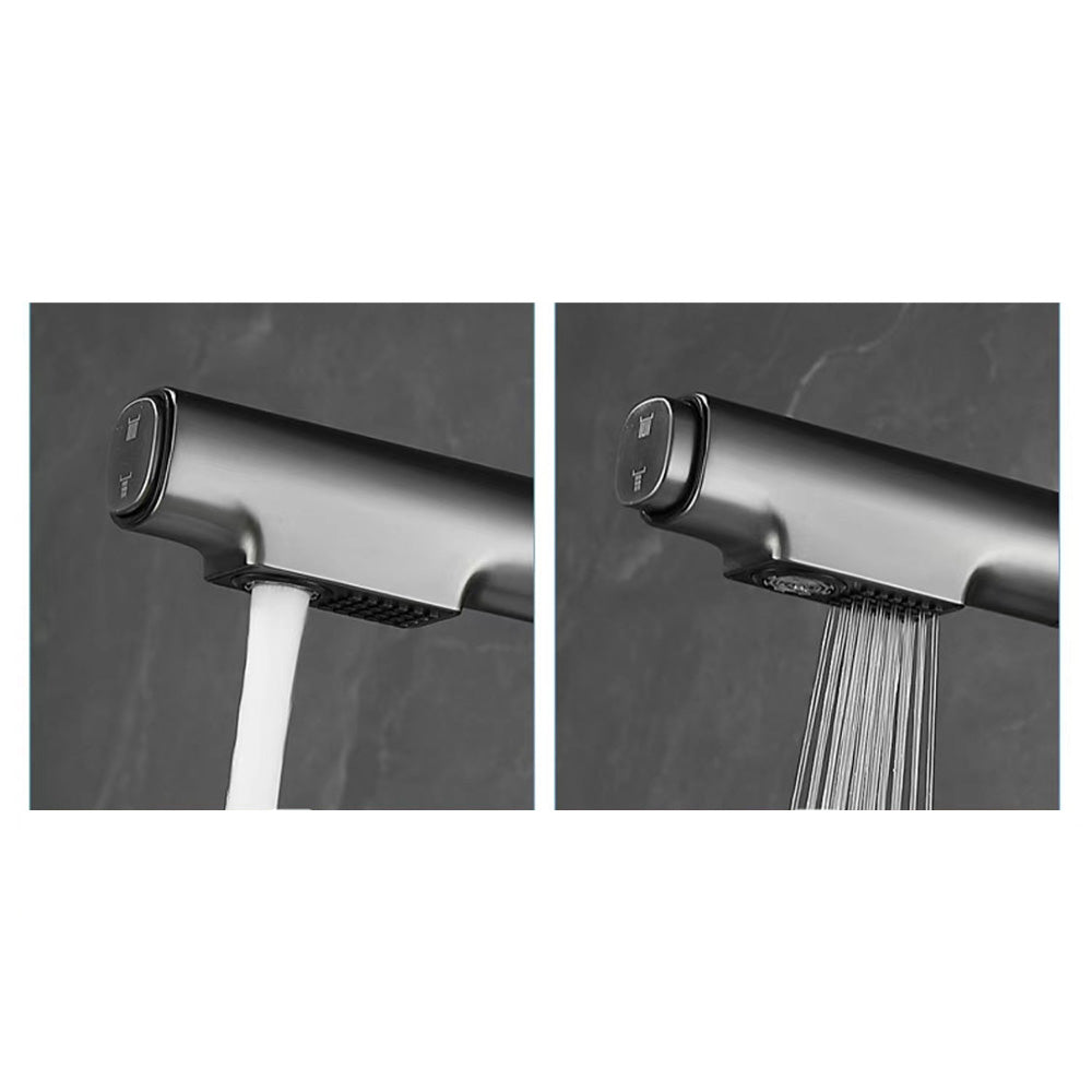 Pull-Out Bathroom Sink Faucet With Digital Temperature Display
