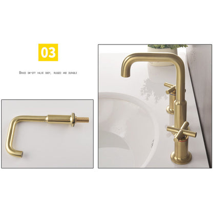 Carvella Modern High-Arc Gooseneck Two-Handle 3-Hole Widespread Bathroom Sink Faucet