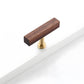 Wood Square Bar Cabinet Handles and Drawer Pulls with Brass Base