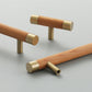 Wood Cabinet Handles with Brushed Brass Ends