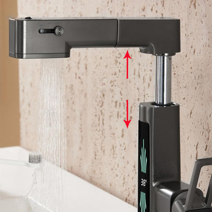 Corven Modern Pull-Out Bathroom Sink Faucet with 360° Swivel Spout and LED Temperature Display