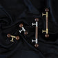 Wooden Round Bar Cabinet Handles with Brass Mounts