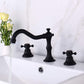 Antique Brass Dual Cross Handles Widespread 3 Hole Bathroom Faucet