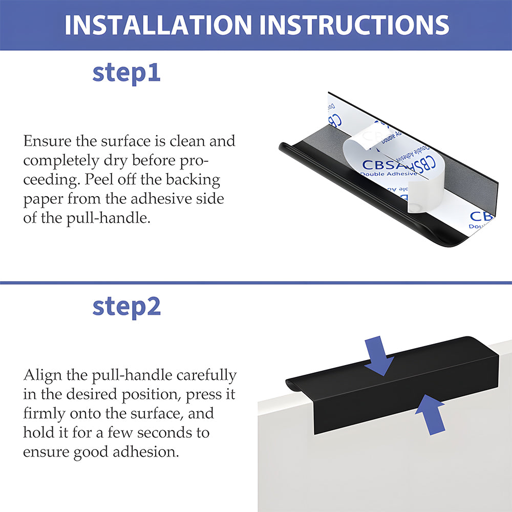 Black Adhesive Rounded Edge Finger Pulls for Drawers