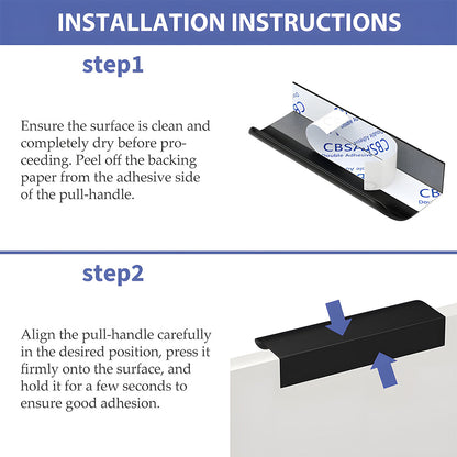 Black Adhesive Rounded Edge Finger Pulls for Drawers