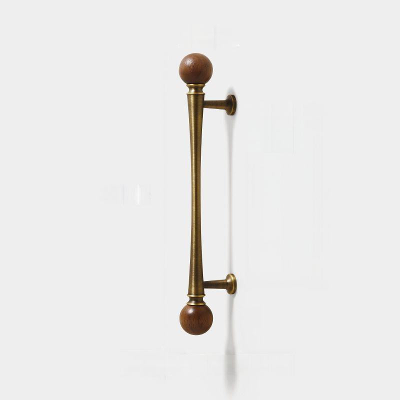 Mid-Century Walnut and Antique Bronze Cabinet Pulls and Knobs