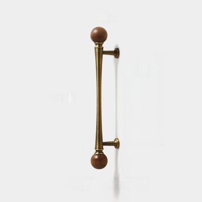 Mid-Century Walnut and Antique Bronze Cabinet Pulls and Knobs
