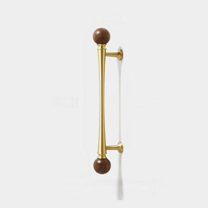 Walnut and Gold Cabinet Pulls, Knob, and Pendant Pull