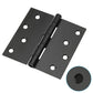 4in Matte Black Butt Hinges with Square Corners Door Hinges