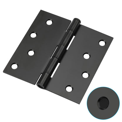 4in Matte Black Butt Hinges with Square Corners Door Hinges