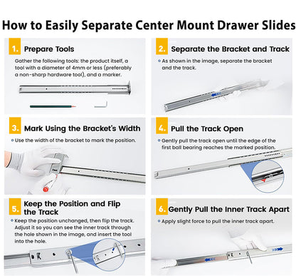 3/4 Extension Center Mount Slides Drawer Slides
