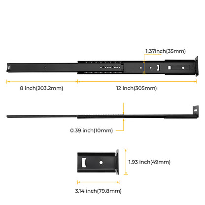 3/4 Extension Center Mount Slides Drawer Slides