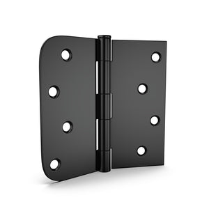 4 inch x 4 inch Matte Black with Square & Round Corners Door Hinges