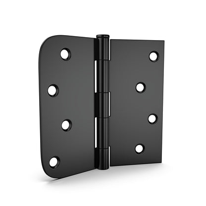 4 inch x 4 inch Matte Black with Square & Round Corners Door Hinges
