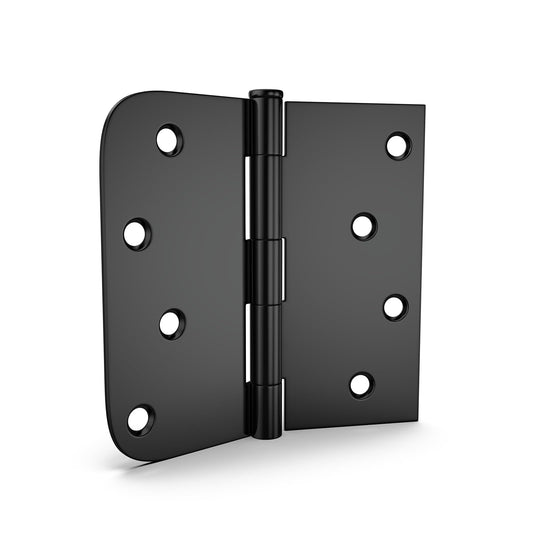 4 inch x 4 inch Matte Black with Square & Round Corners Door Hinges