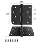 4 inch x 4 inch Matte Black with Square & Round Corners Door Hinges
