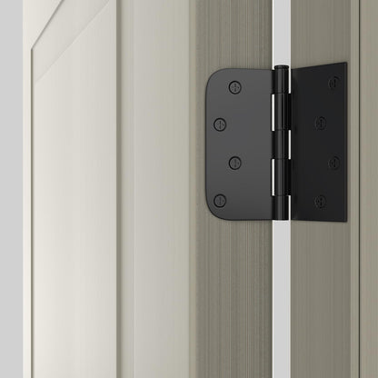 4 inch x 4 inch Matte Black with Square & Round Corners Door Hinges