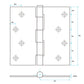 4in Brushed Nickel Butt Hinges with Square Corners Door Hinges