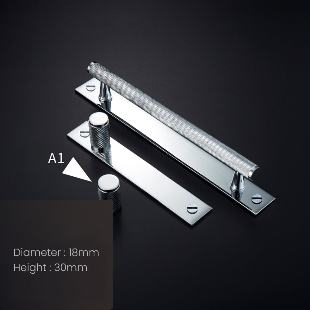 Chrome Textured Cabinet Pulls and Knobs with Backplate Options