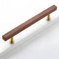 Wood Square Bar Cabinet Handles and Drawer Pulls with Brass Base