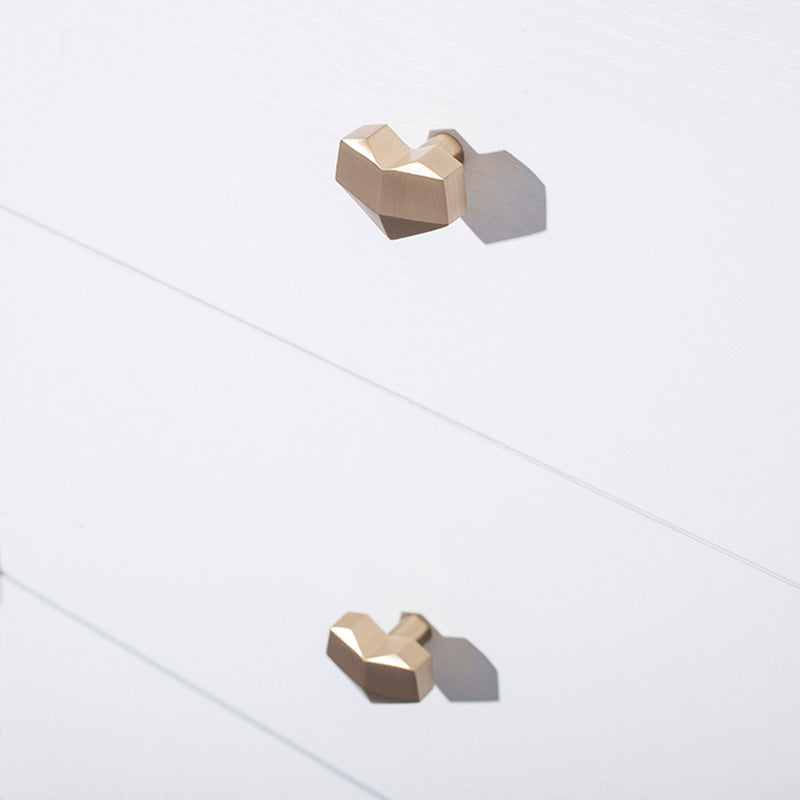 Heart-Shaped Brass Drawer Knobs for Cupboards