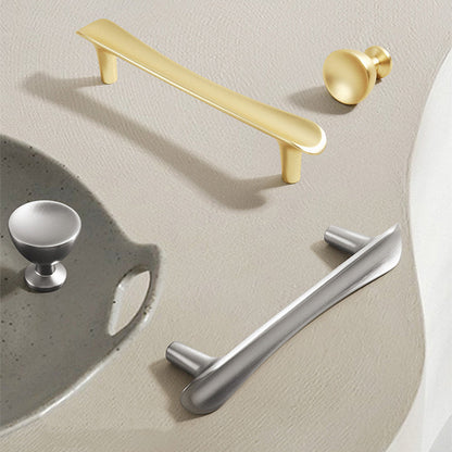 Smooth Curved Cabinet Handles and Round Knobs for Wardrobes