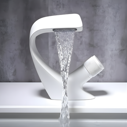 Rivora Modern Waterfall Basin Bathroom Sink Faucet, Single Handle Single Hole