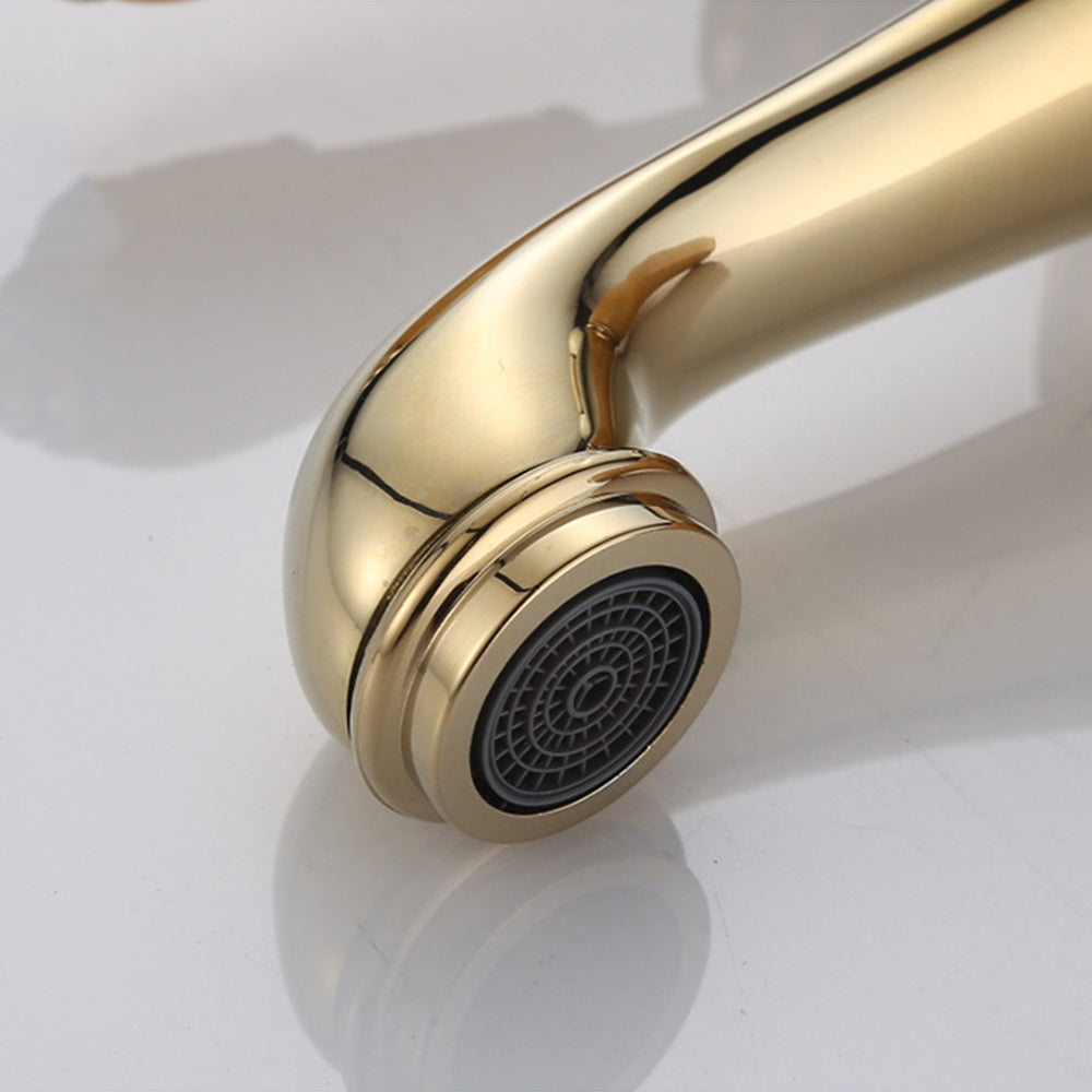 Elegant Brass and Jade Single Handle Bathroom Sink Faucet