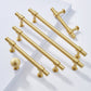 Gold Brass T-Bar Cabinet Handles and Matching Knobs