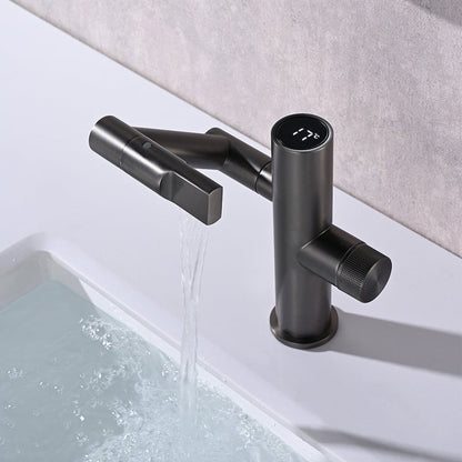 Luxora Modern Height-Adjustable Single-Handle Bathroom Sink Faucet with LED Temperature Display