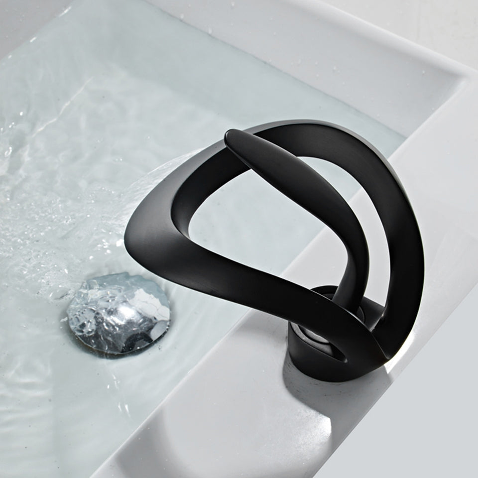 Veyra Waterfall Bathroom Sink Faucet, Modern Single Hole Single Lever Vanity Faucet