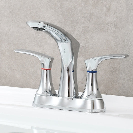 Space-Saving Modern 3-Hole Two-Handle Bathroom Sink Faucet