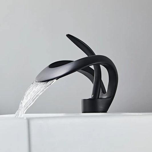 Veyra Waterfall Bathroom Sink Faucet, Modern Single Hole Single Lever Vanity Faucet