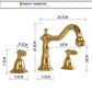 Double Handle Vintage Brass Bathroom Faucets For 3 Hole Sink