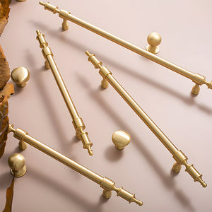 Gold Brass Turned Bar Cabinet Pulls and Knobs