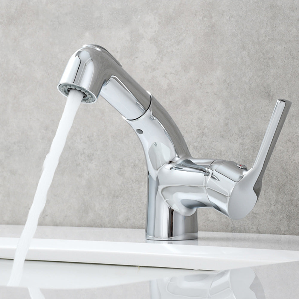 Novara Minimalist white pull-out Bathroom Sink Faucet with dual spray modes