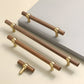 Wood and Brass Round Bar Cabinet Handles and Drawer Pulls