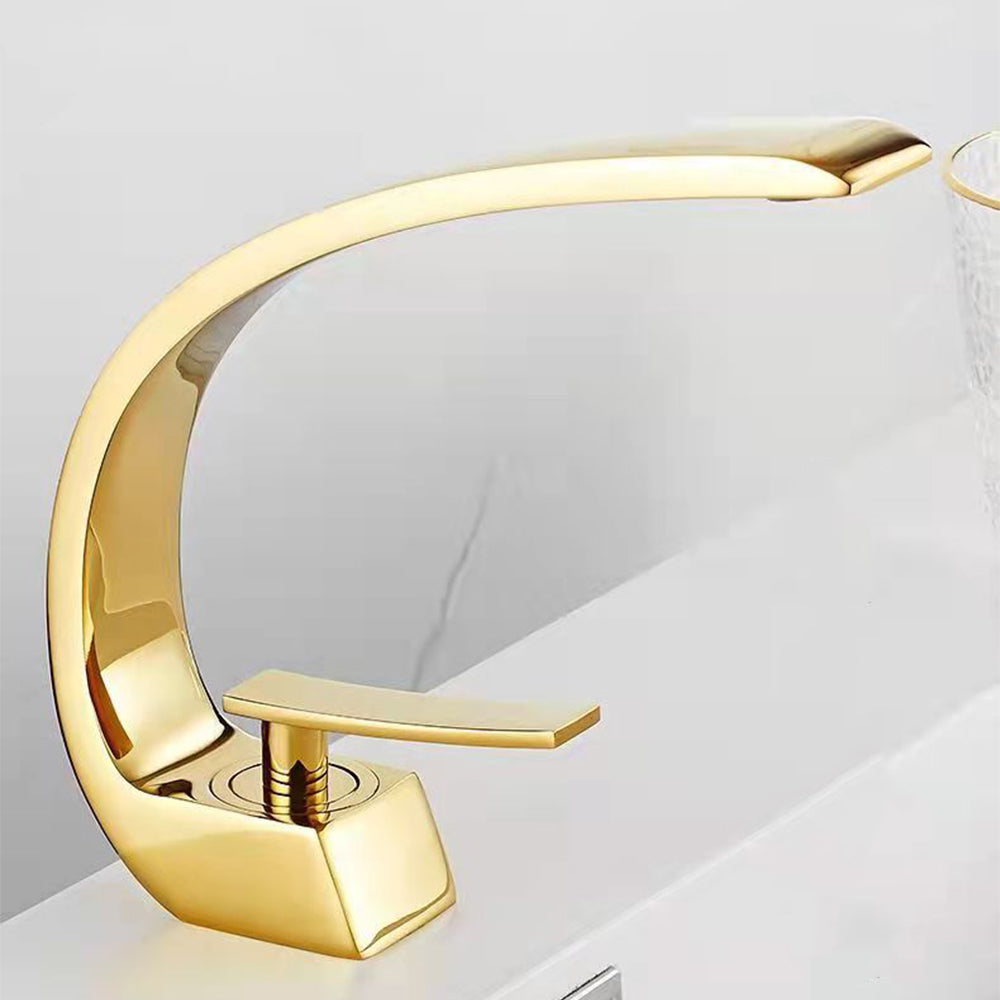 Cadenza Modern Crescent Waterfall Single-Handle Bathroom Sink Faucet