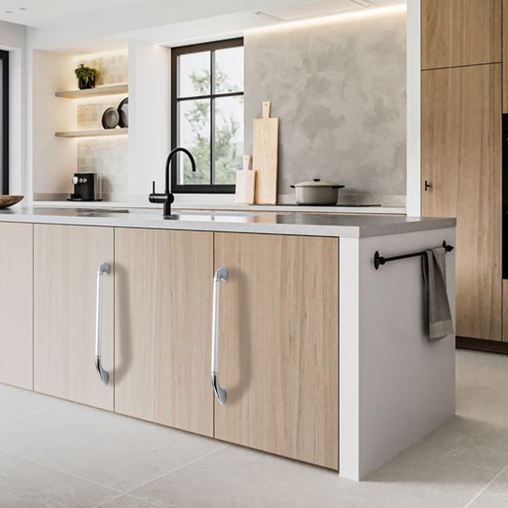 Round Bar Cabinet Pulls with Curved Tapered Feet