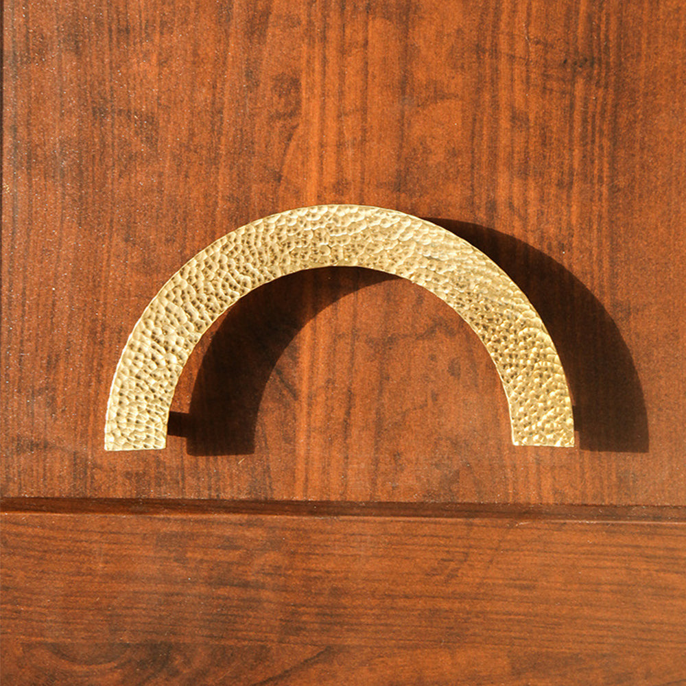Textured Gold Brass Half Moon Cabinet Pulls