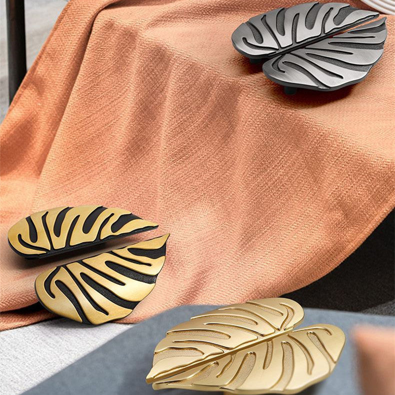 Brass Leaf Cabinet Knob Pairs for Double Cabinet Doors