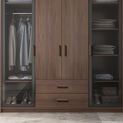 Walnut Wood Inlay Cabinet Pulls with Dark Metal Base