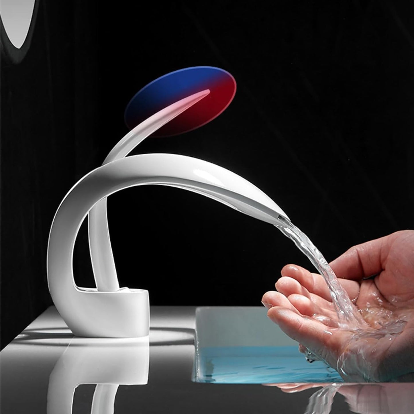 Veyra Waterfall Bathroom Sink Faucet, Modern Single Hole Single Lever Vanity Faucet