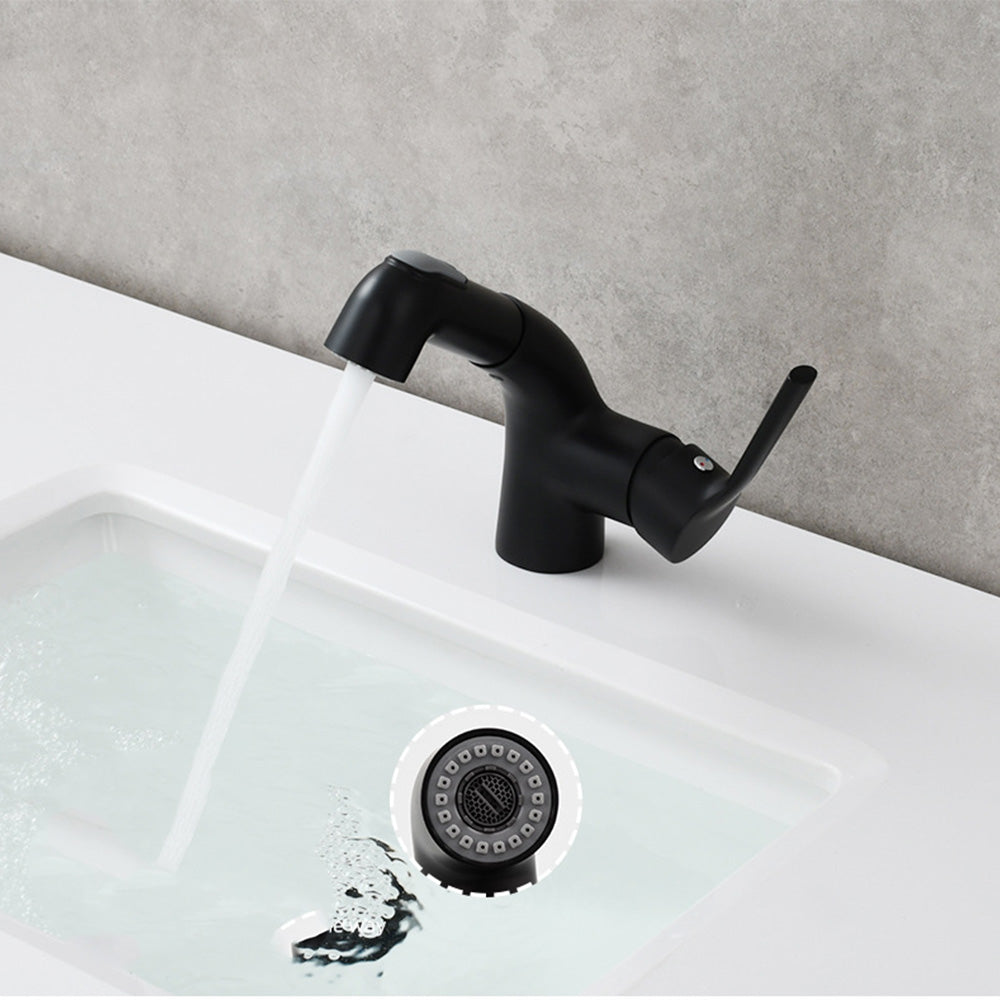 Novara Minimalist white pull-out Bathroom Sink Faucet with dual spray modes