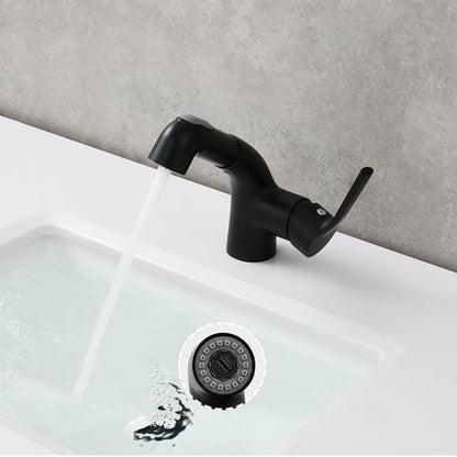 Novara Minimalist white pull-out Bathroom Sink Faucet with dual spray modes