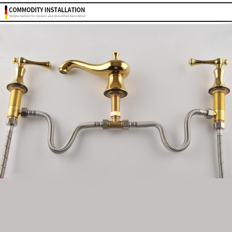 Veronae Vintage European Two-Handle 3-Hole Widespread Bathroom Sink Faucet