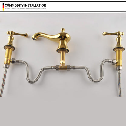 Veronae Vintage European Two-Handle 3-Hole Widespread Bathroom Sink Faucet